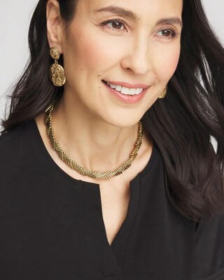 Gold-Tone Brass Collar Necklace click to view larger image.