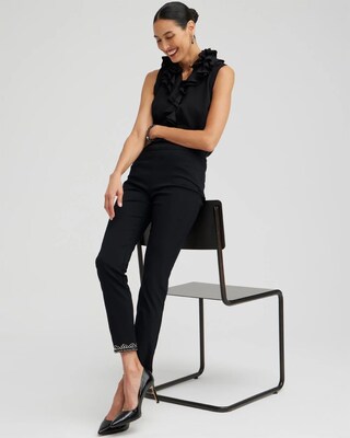 Brigitte Embellished Hem Ankle Pants