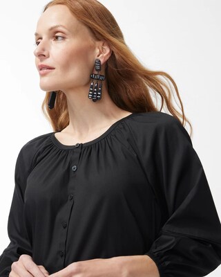 Poplin Balloon Sleeve Midi Dress