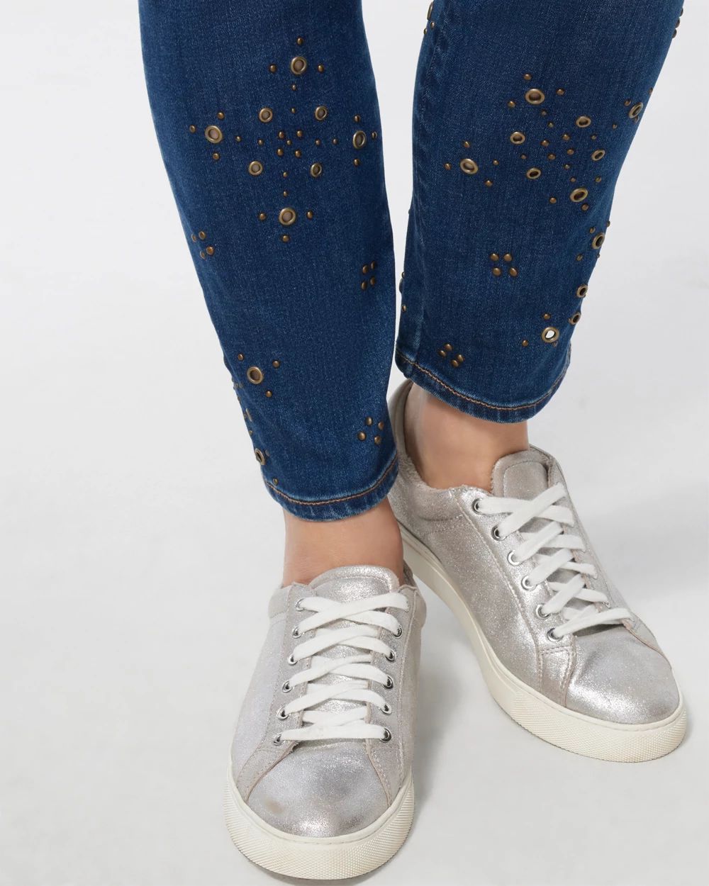 Grommet Hem Pull-On Ankle Jeggings