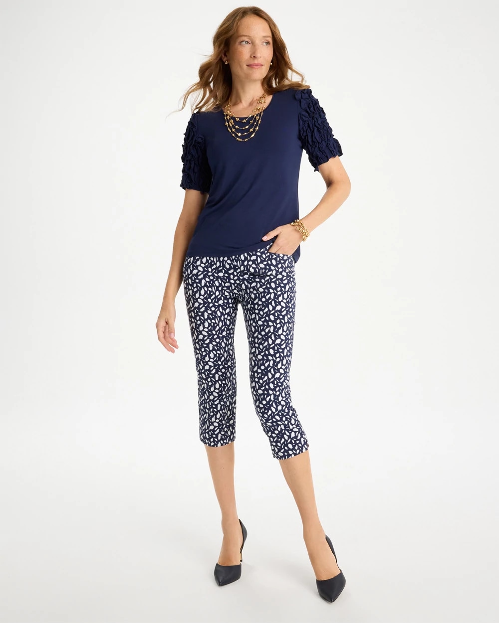 Brigitte™ Slim Printed Pull-On Capri Pant