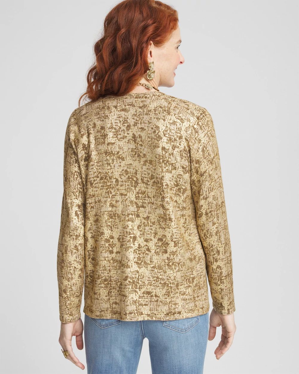 Foil Print Long-sleeve Cardigan