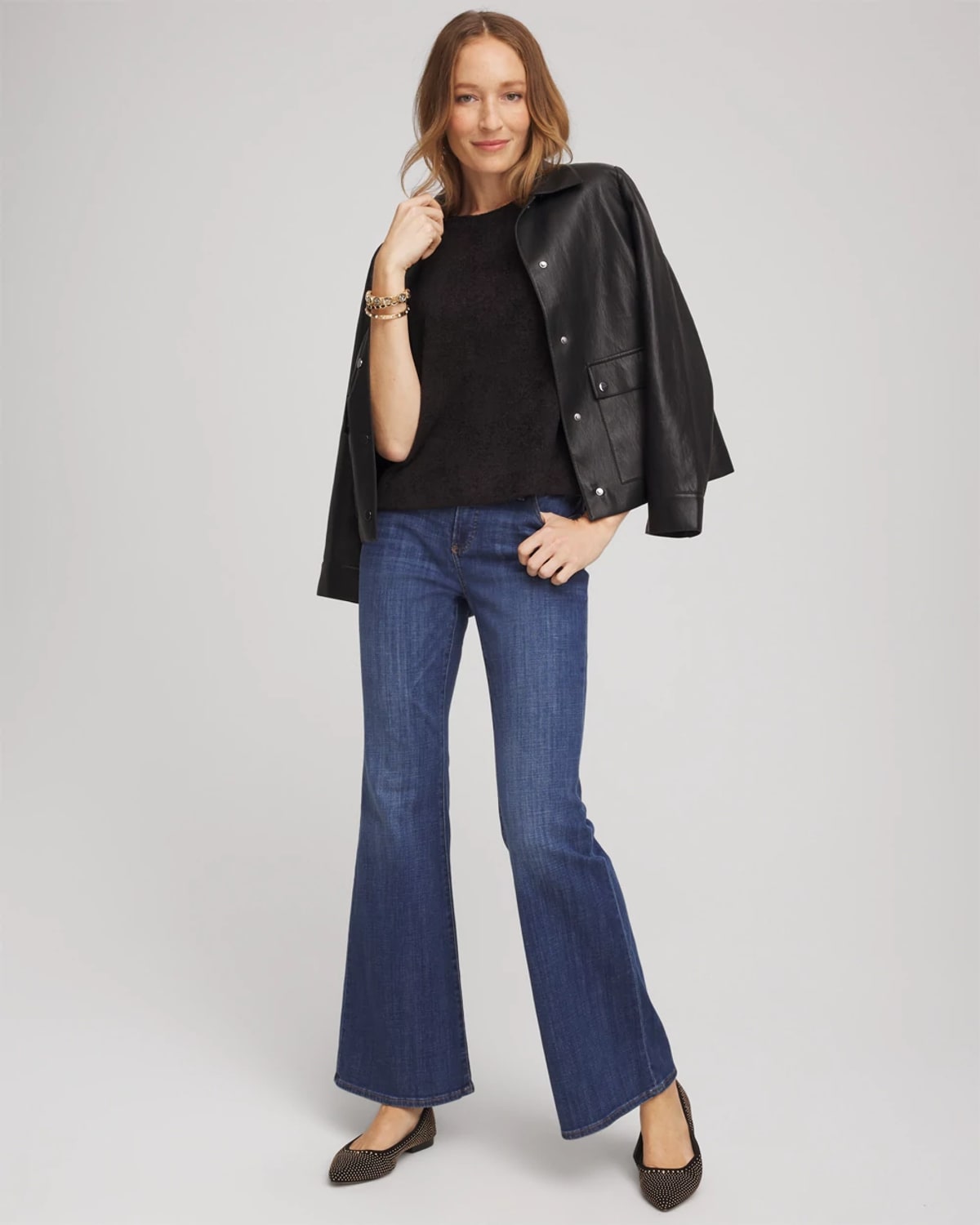 Chico's Cozy Crewneck Tee In Black In Black