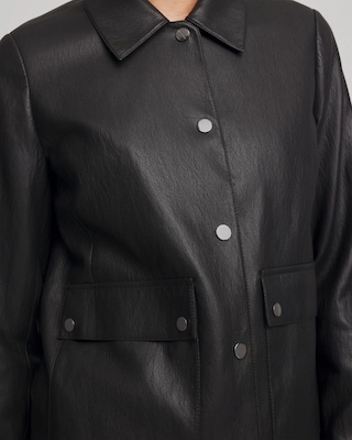 Snap Front Faux Leather Jacket