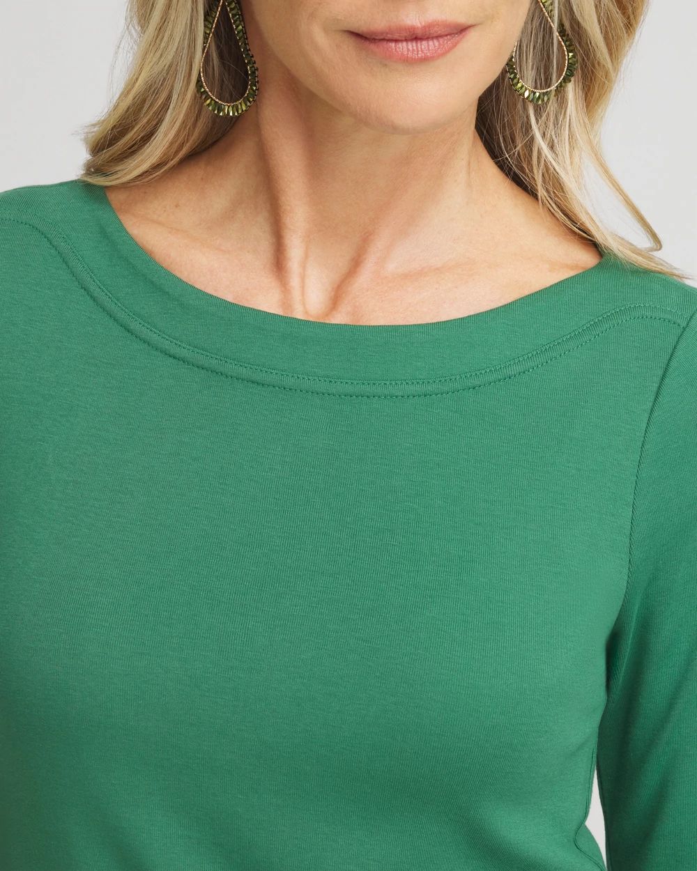 3/4 Sleeve Bateau Neck Tee