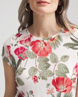 Floral Textured Cap Sleeve Tee click to view larger image.
