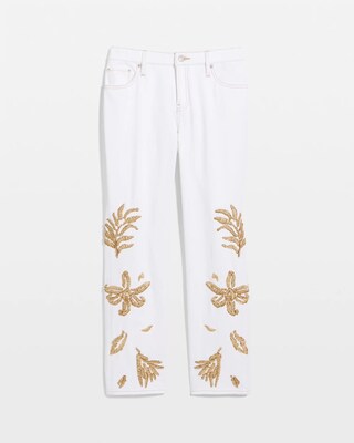 Girlfriend Slim Raffia Palm Crop Jeans click to view larger image.