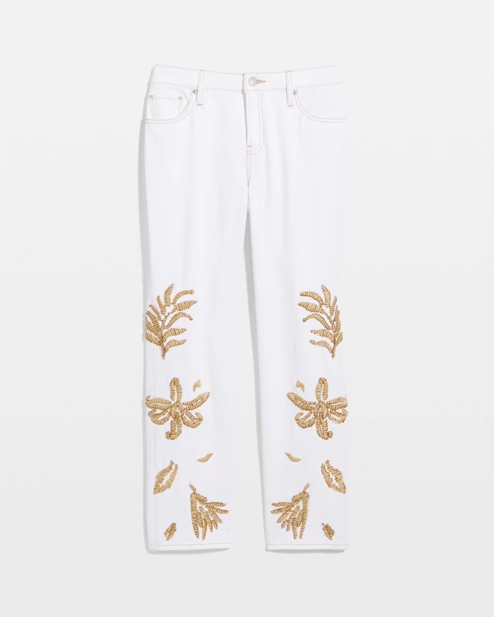 Girlfriend Slim Raffia Palm Crop Jeans
