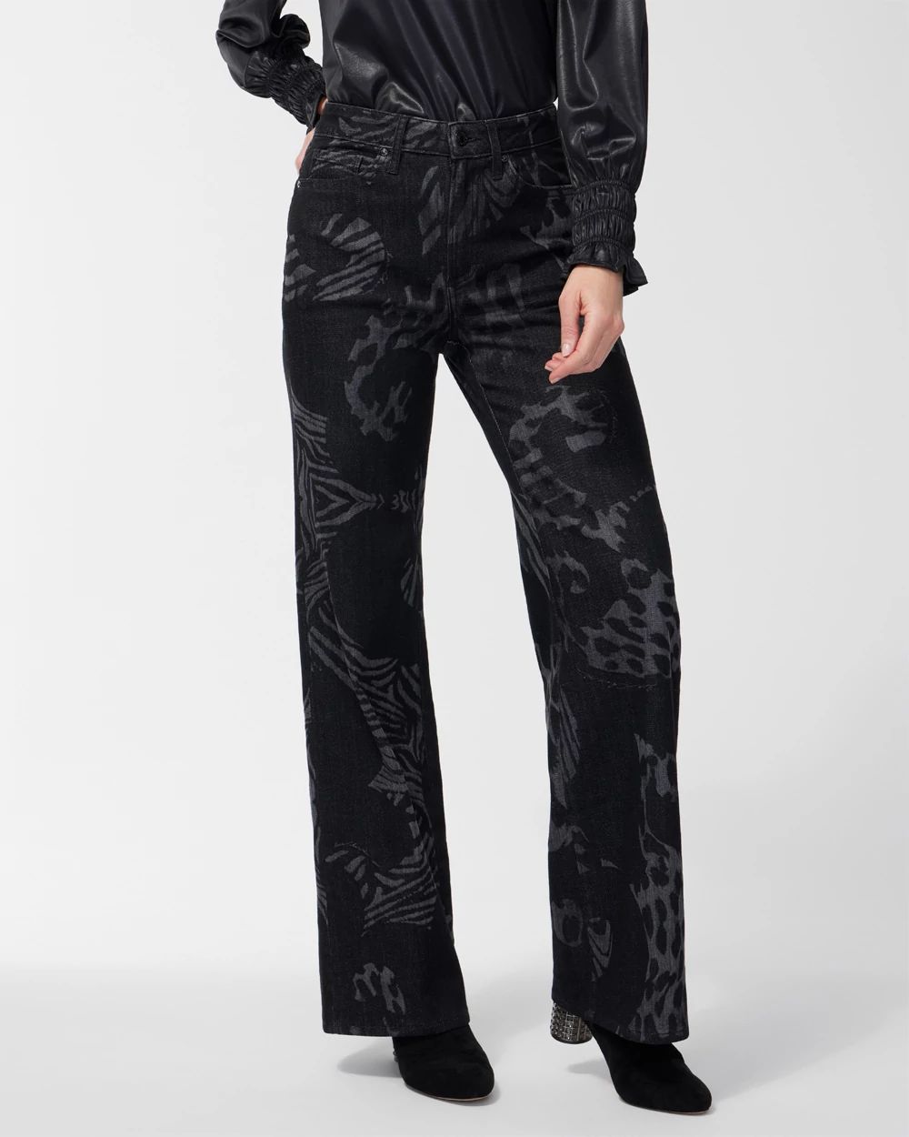 High Rise Animal Wide Leg Jeans