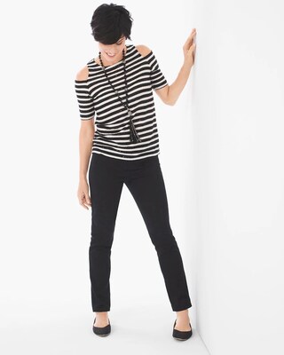 Sequin Striped Cold-Shoulder Top