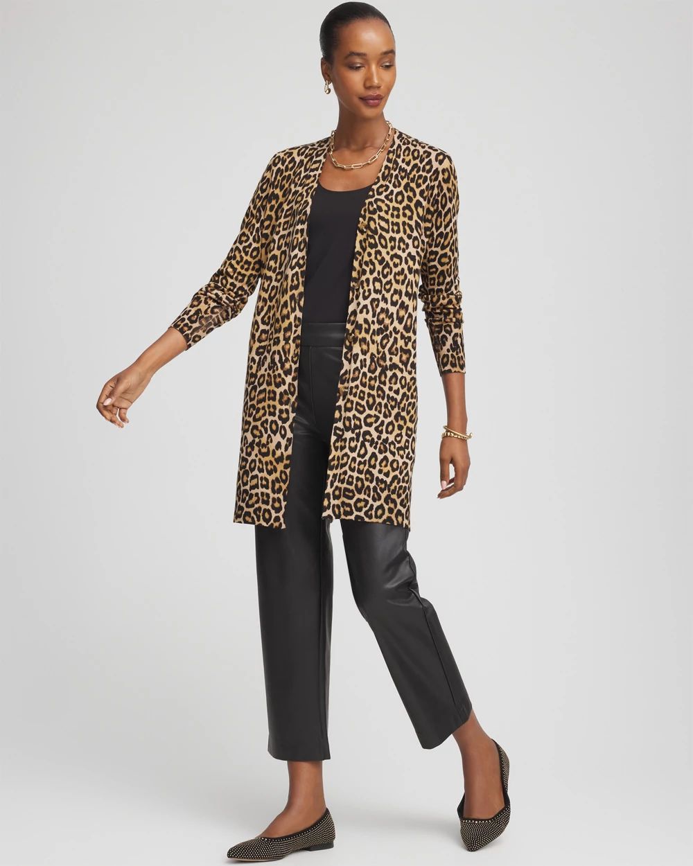 Ella Animal-Print Cardigan Sweater click to view larger image.