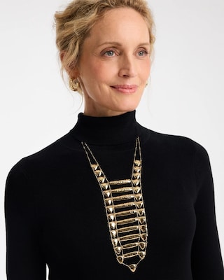 Golden Textured Bib Necklace click to view larger image.