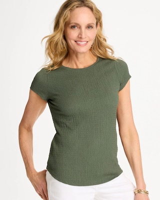 Textured Knit Cap Sleeve Tee