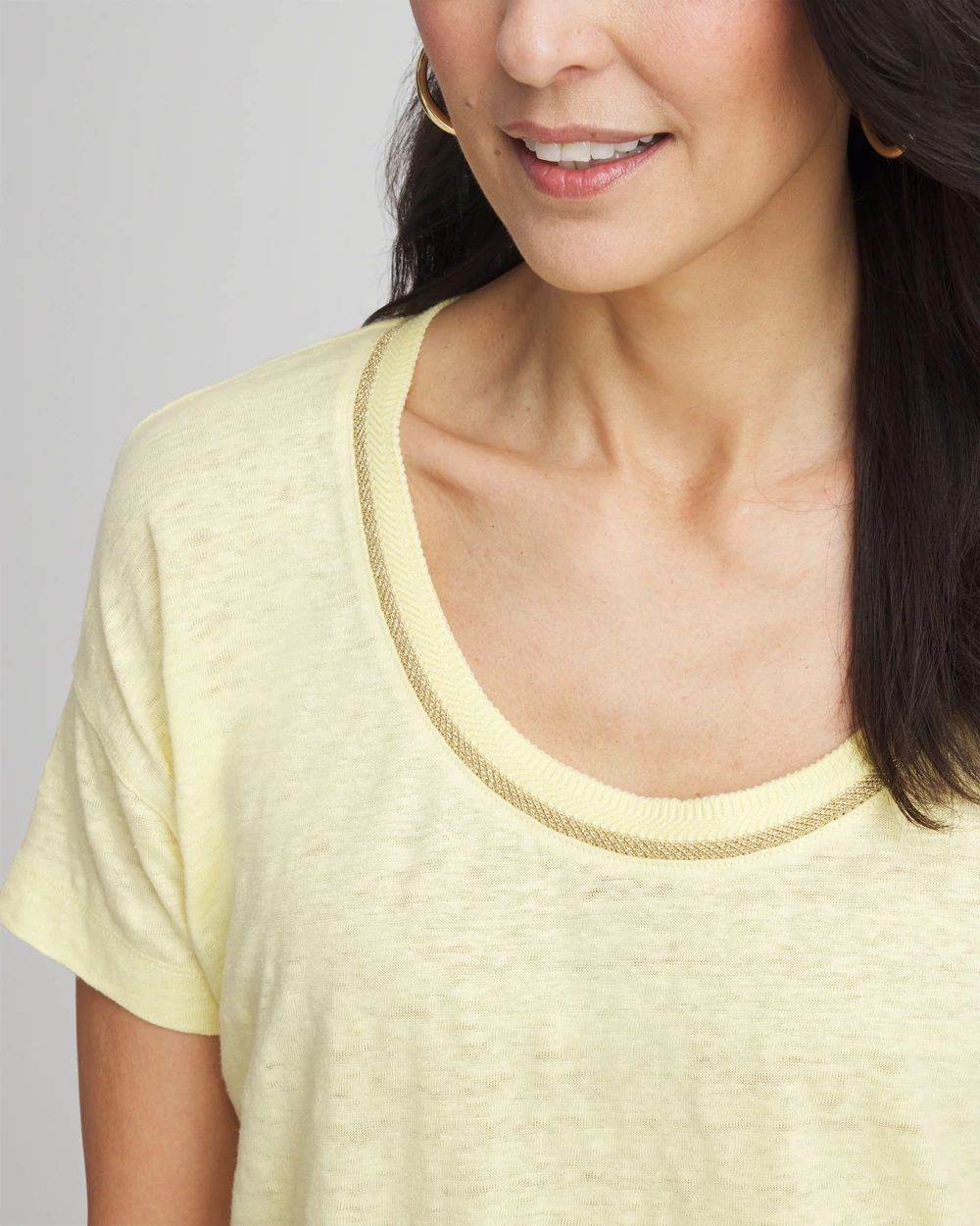 Sweater Trim Linen Tee