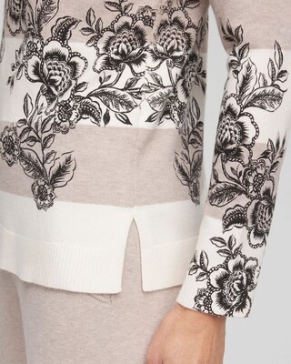 Zenergy® Luxe Cashmere Blend Floral Stripe Sweater click to view larger image.