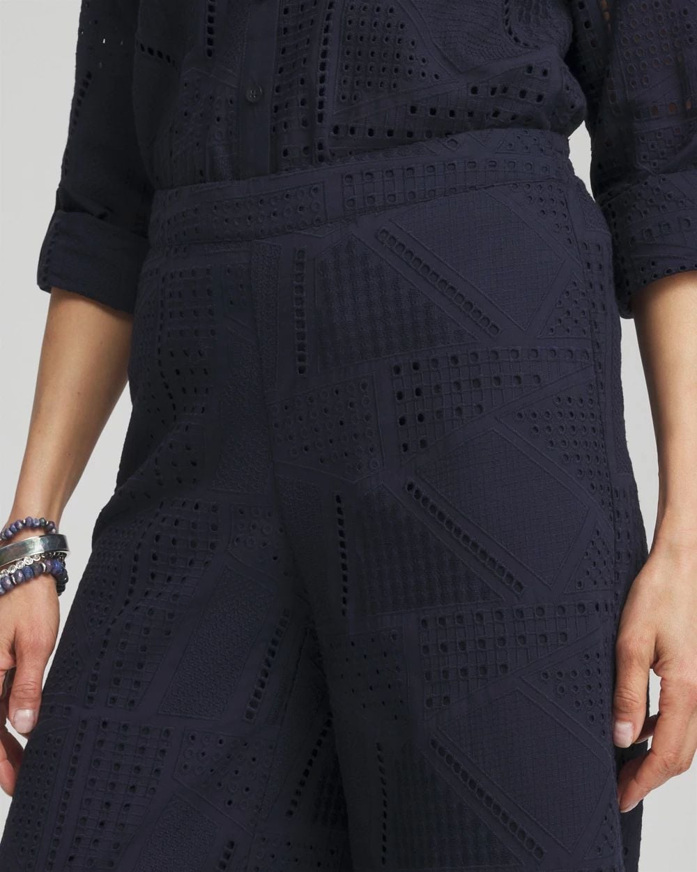 Geo Eyelet Soft Cropped Pants click to view larger image.