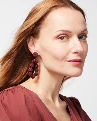 Brown Seed Bead Drop Hoops
