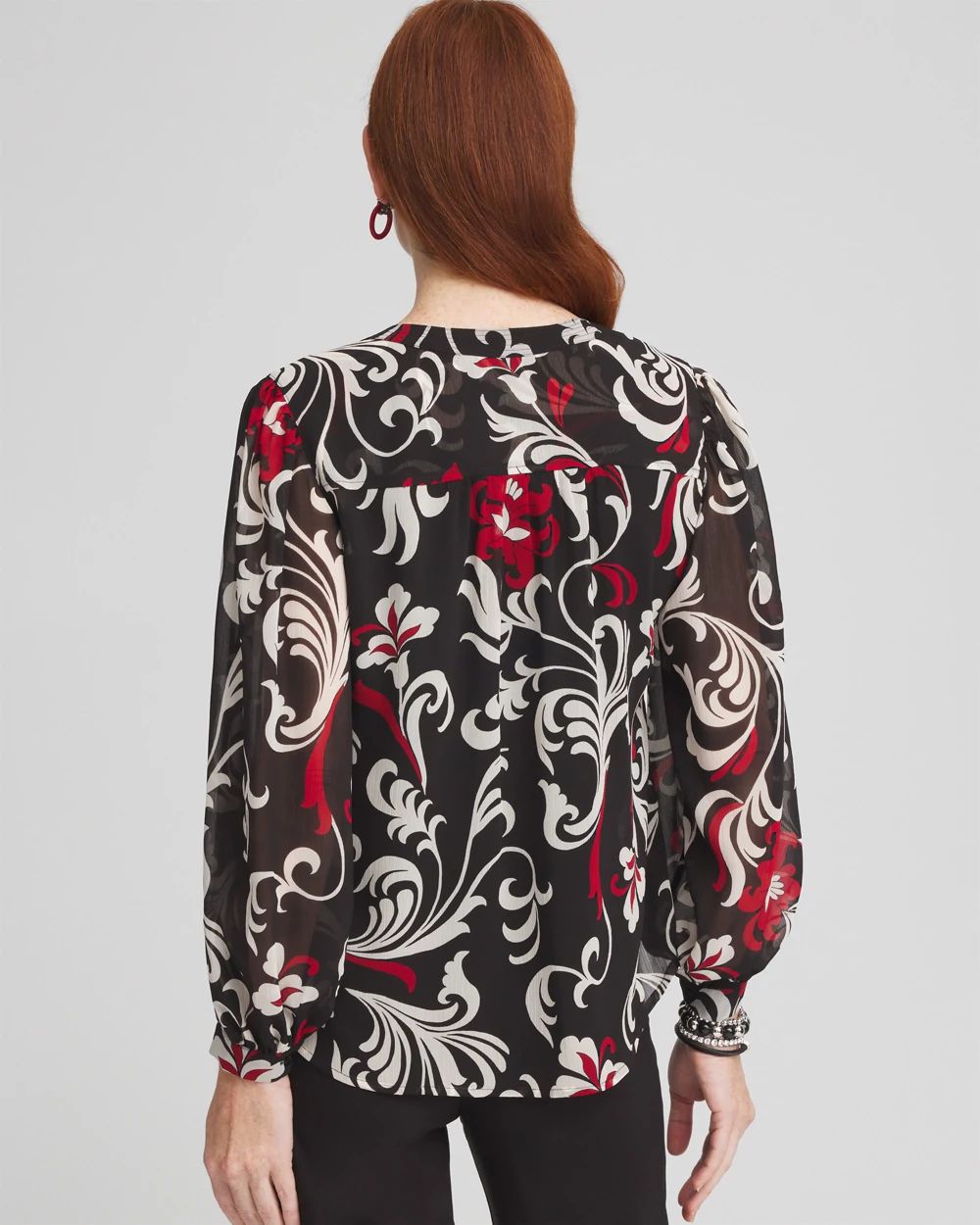 Crinkle Chiffon Floral Blouse
