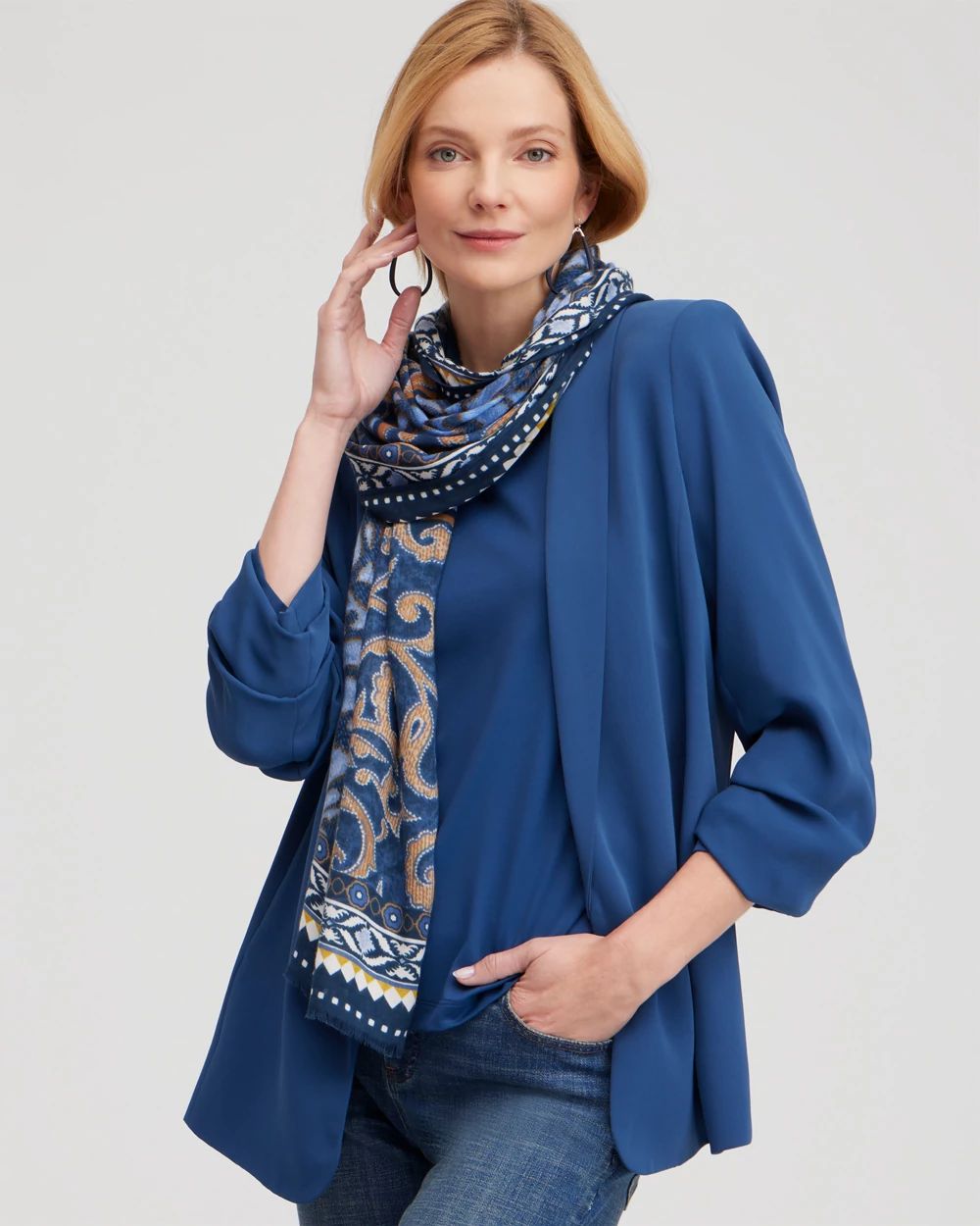 Tile Print Oblong Scarf