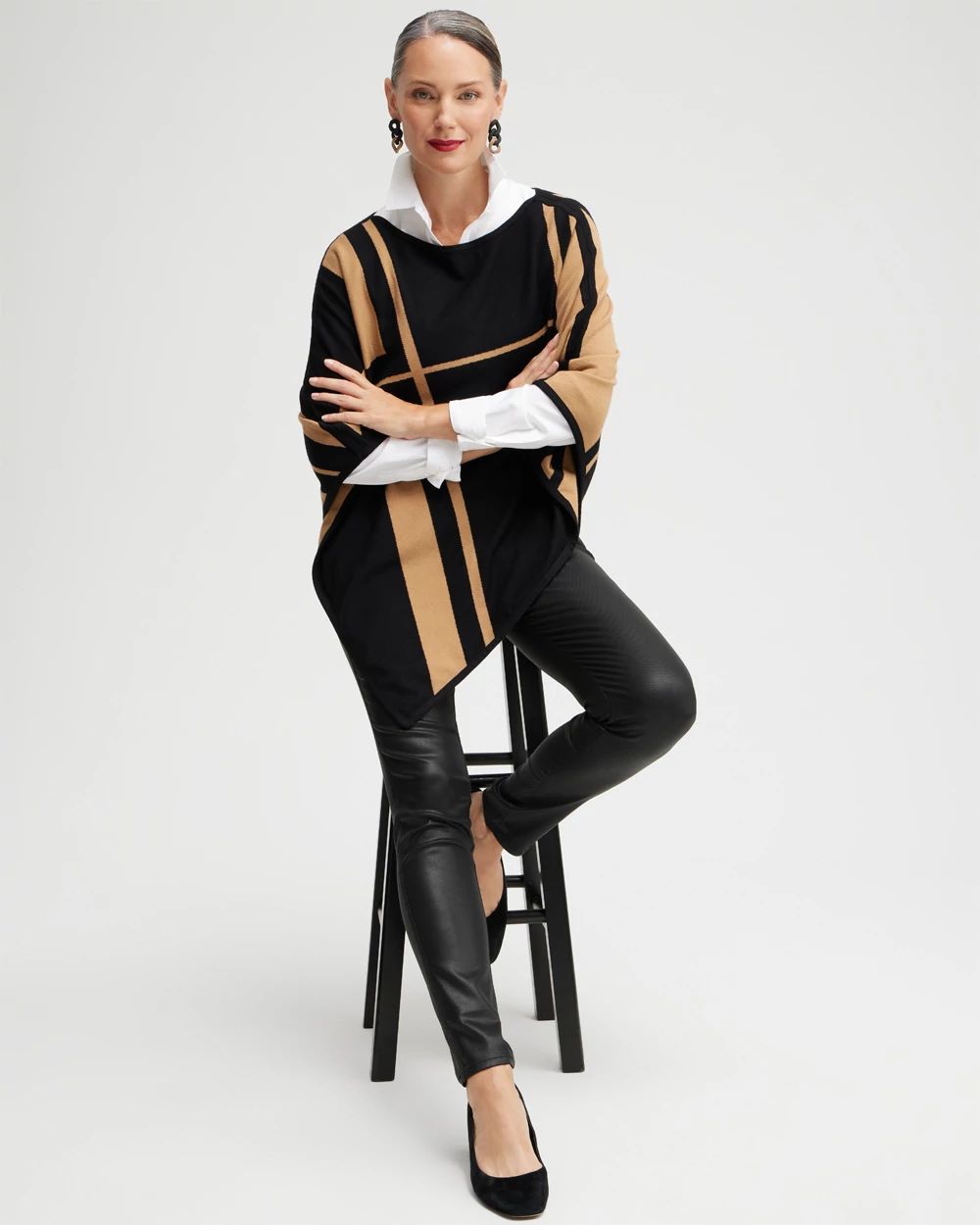 Reversible Knit Triangle Poncho