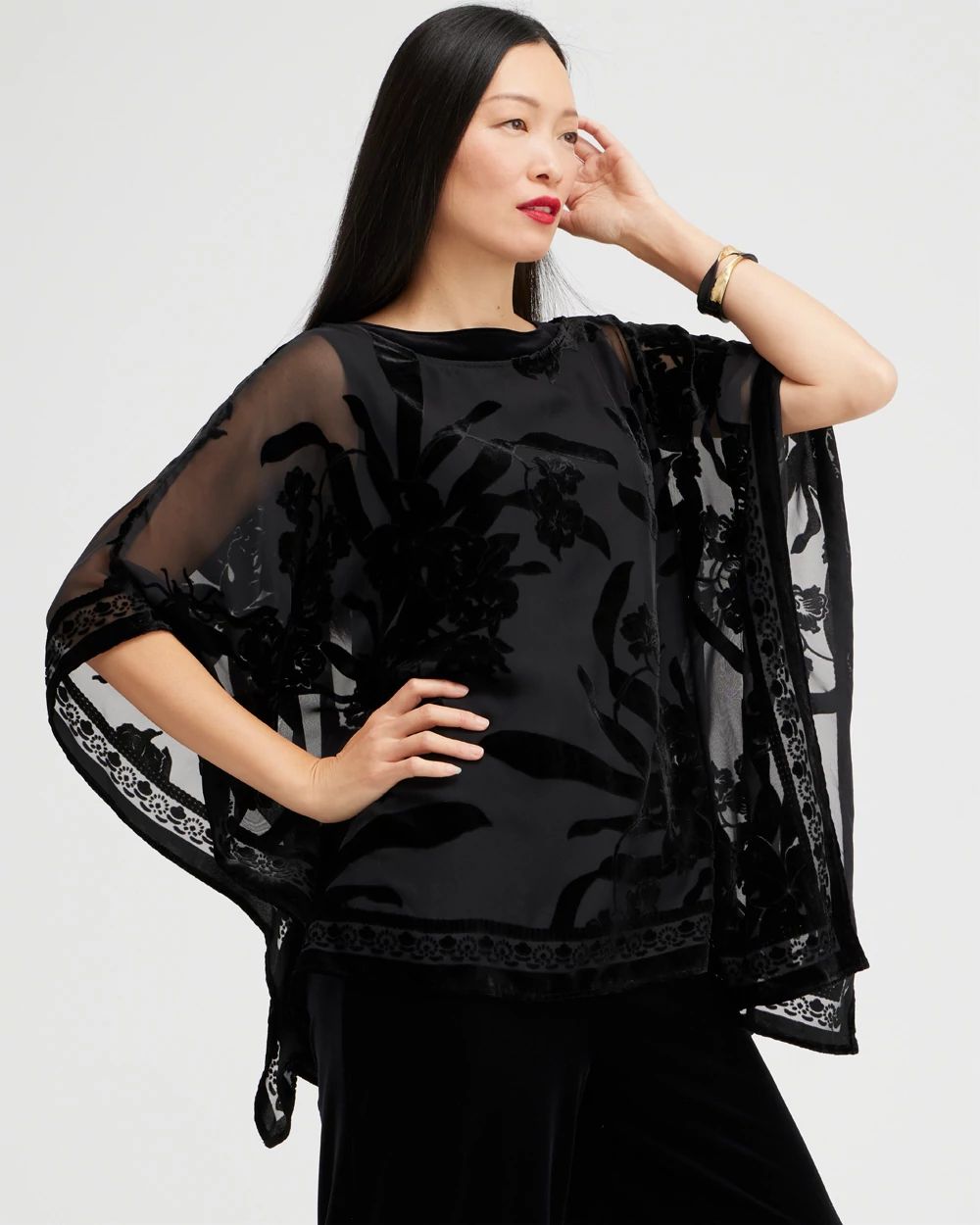 Travelers Collection Velvet Burnout Poncho