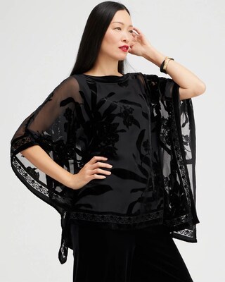 Travelers Collection Velvet Burnout Poncho