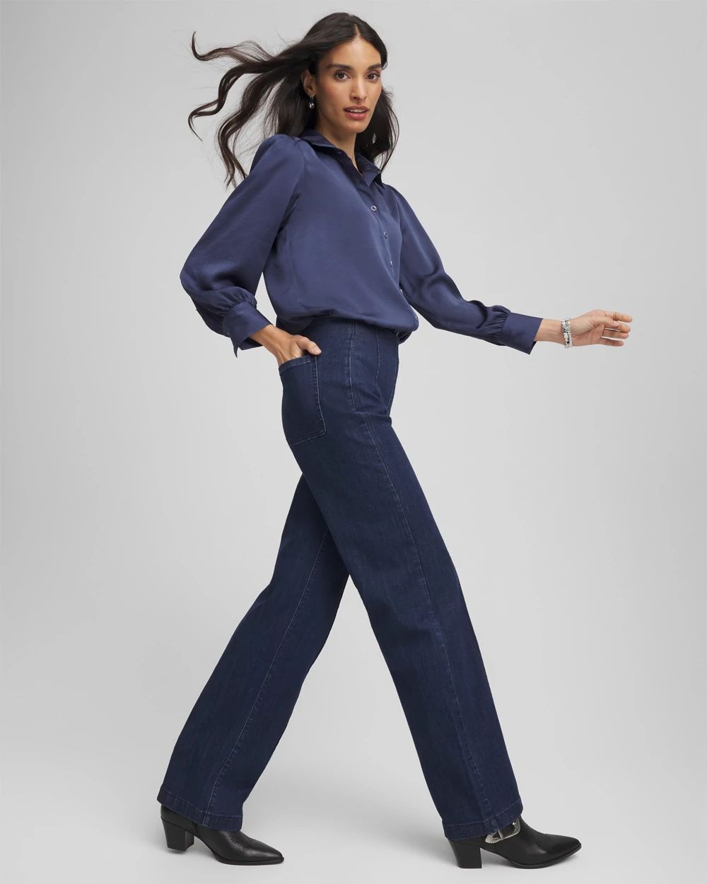 Petite Pull-On Wide-Leg Trouser Jeans