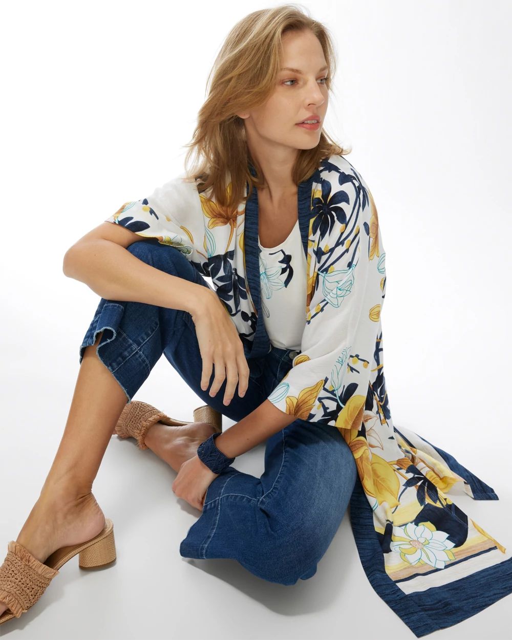 Tropical Print Ruana