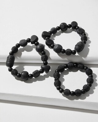 Black Stretch Bracelets Set