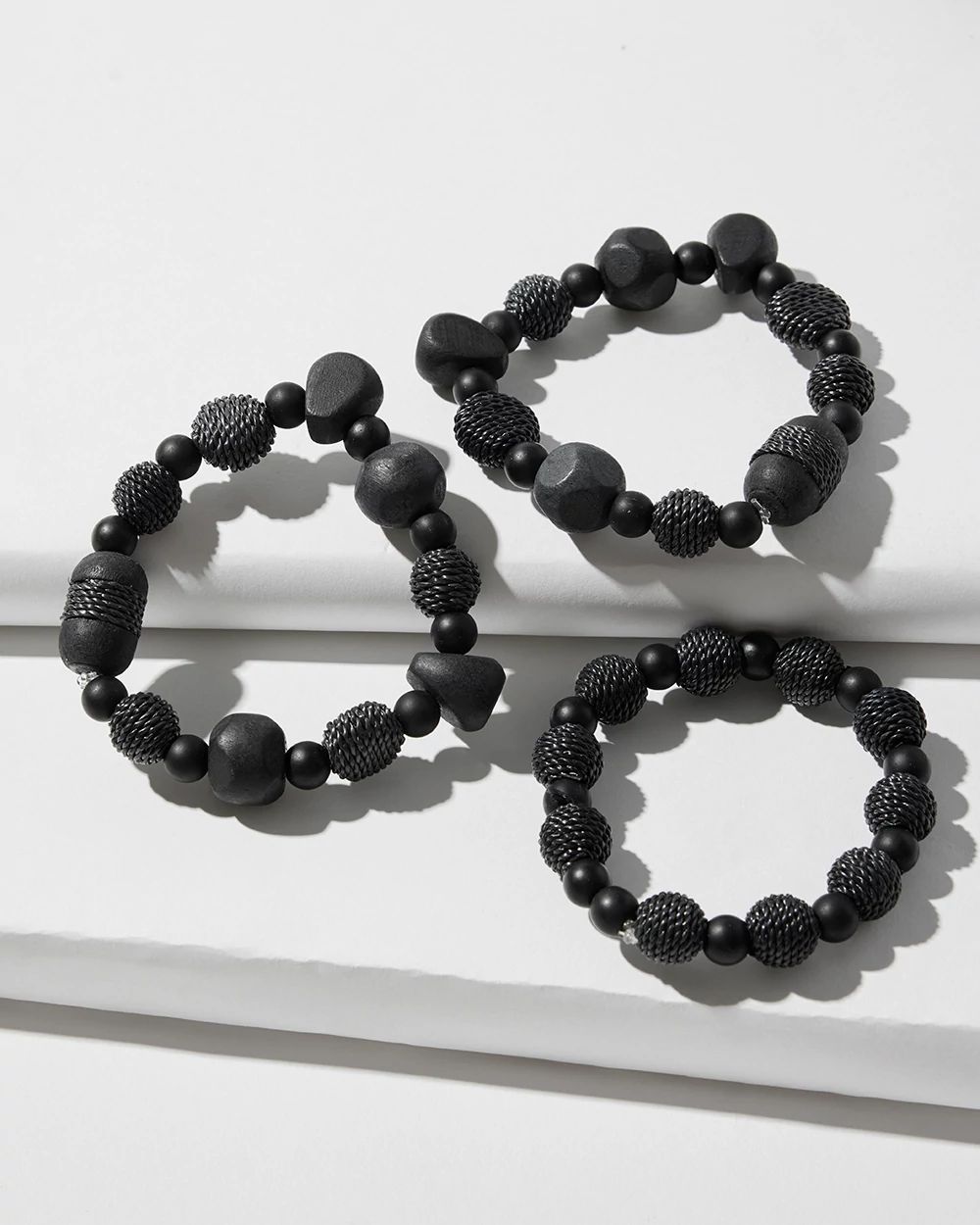 Black Stretch Bracelets Set