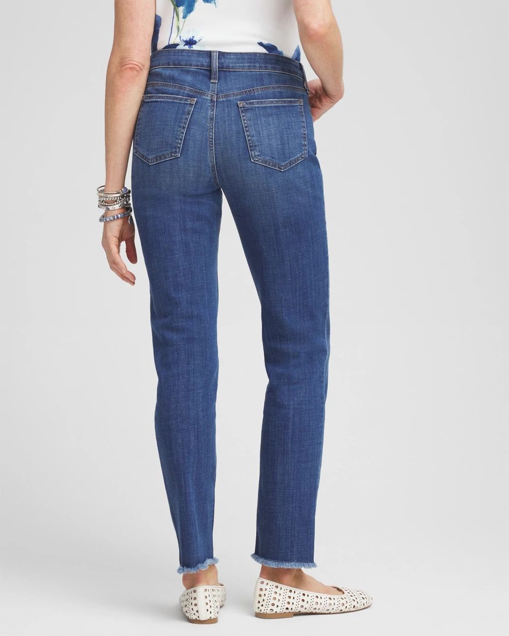 Girlfriend Fray Hem Ankle Jeans click to view larger image.