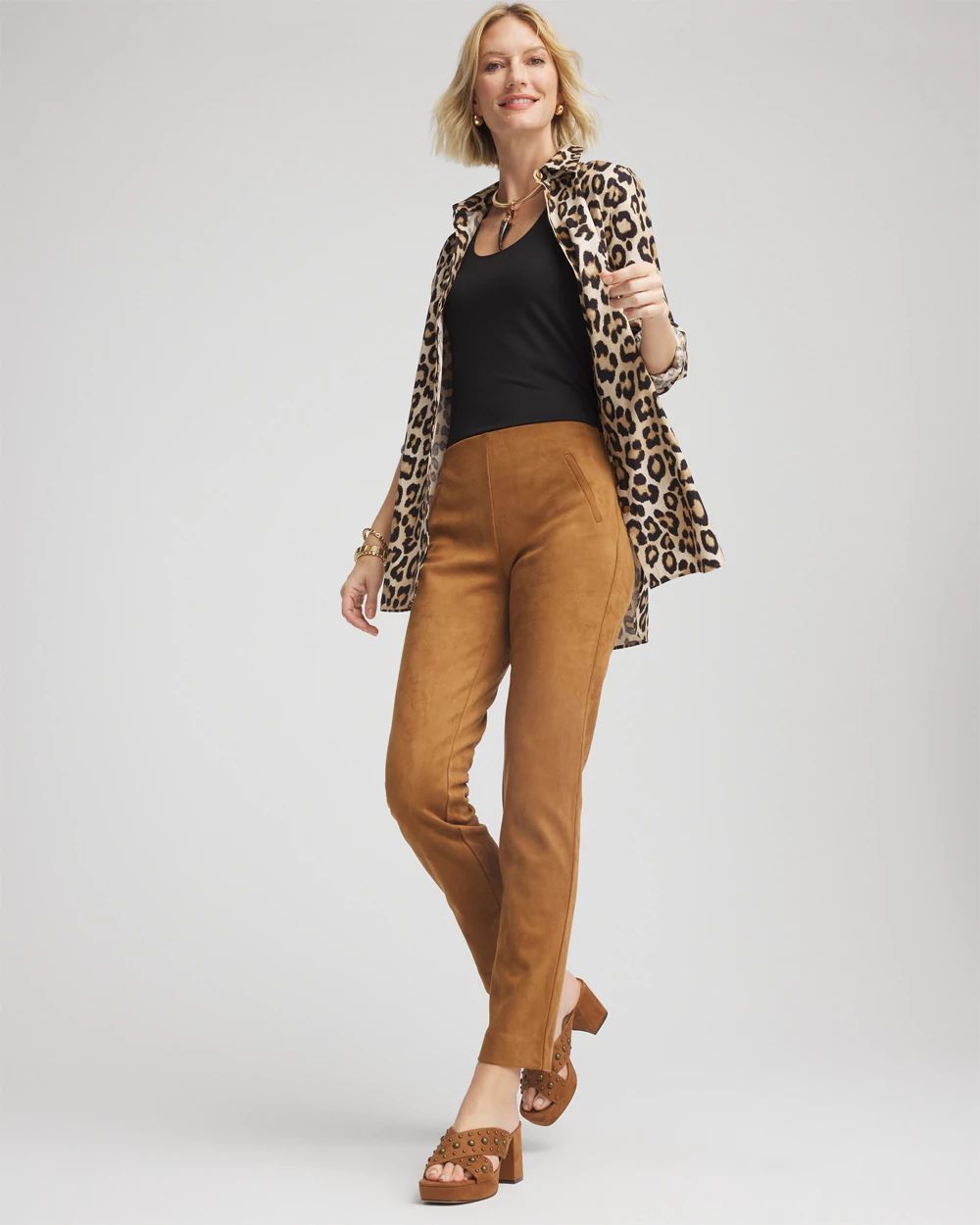 Faux Suede Juliet Slim Ankle Pants