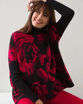 Roses Jacquard Pullover Sweater