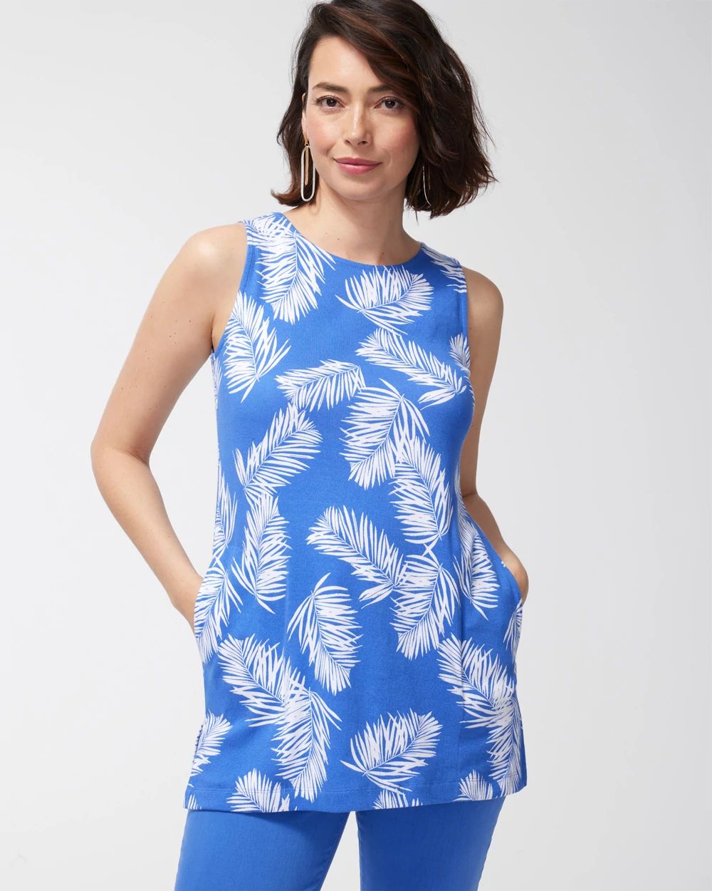 Pima Palm Print Pocket Tunic