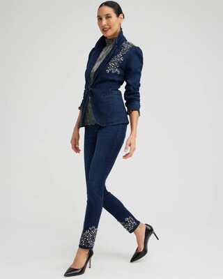 Embellished Denim Blazer