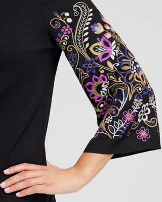 Knit Woven Embroidered Sleeve Top