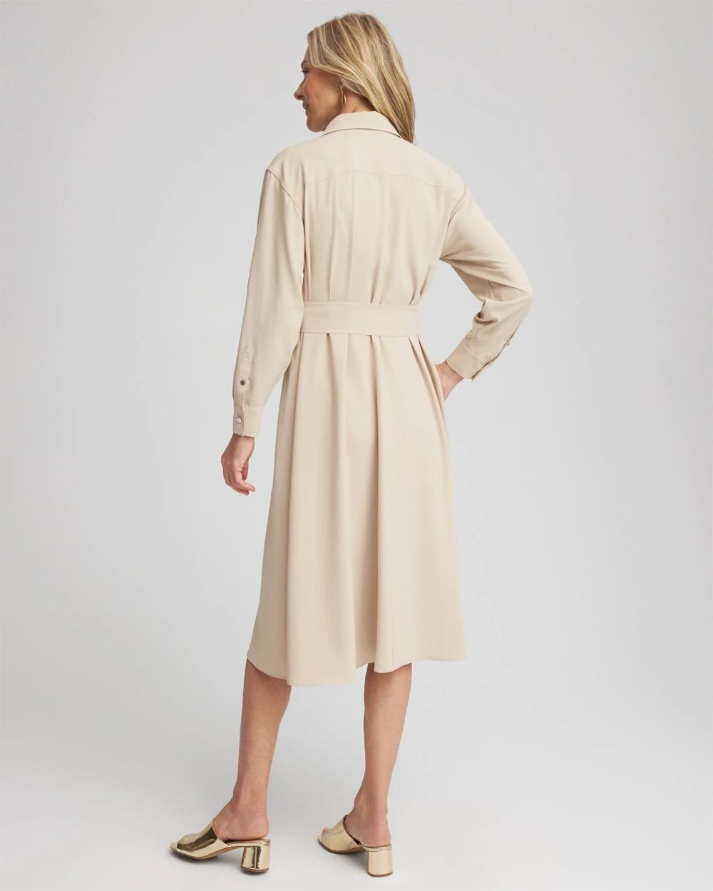 Twill Belted Midi Shirtdress click to view larger image.