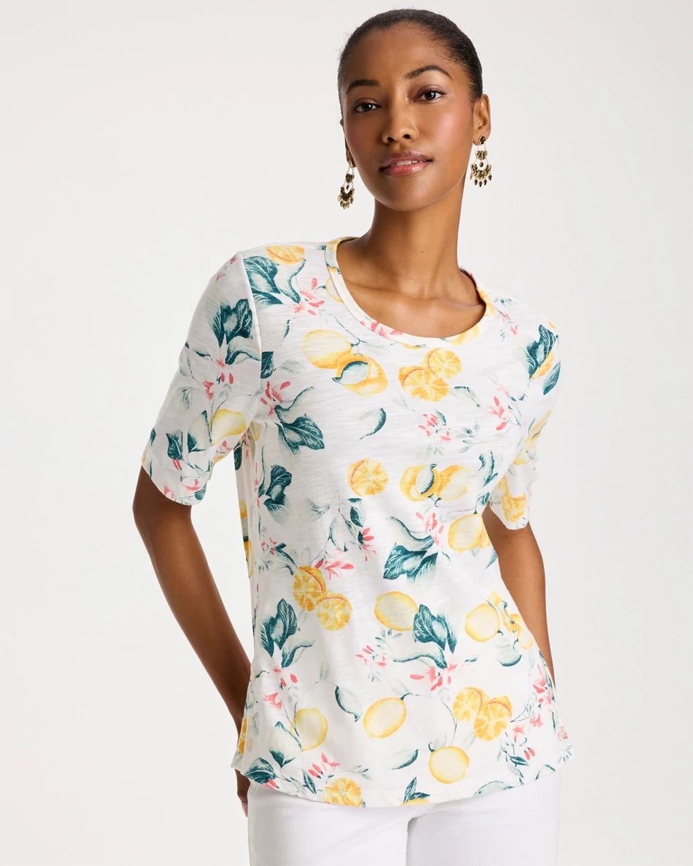 Cotton Slub Printed Henley Tee