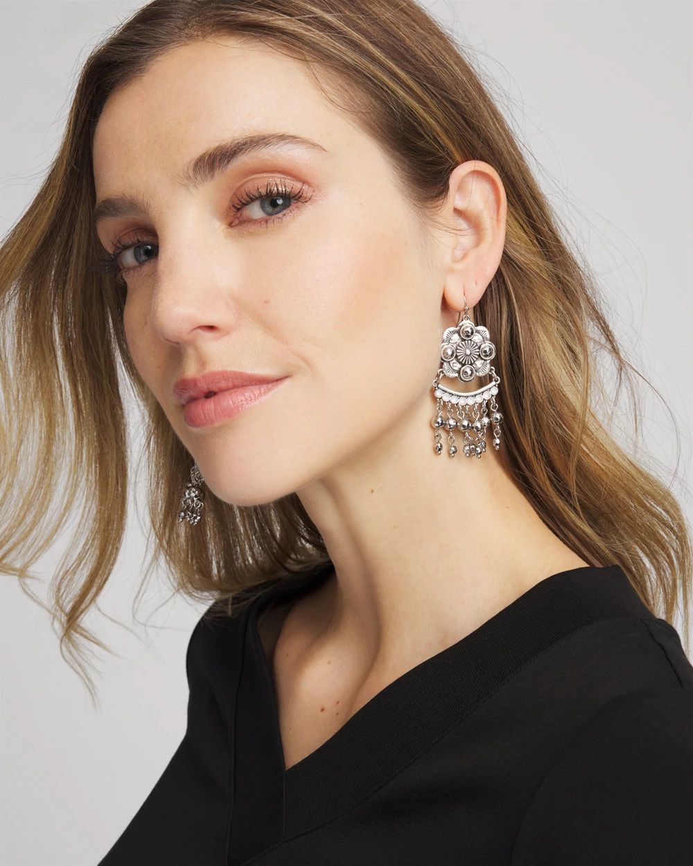 Chandelier SIlvertone Drop Earrings