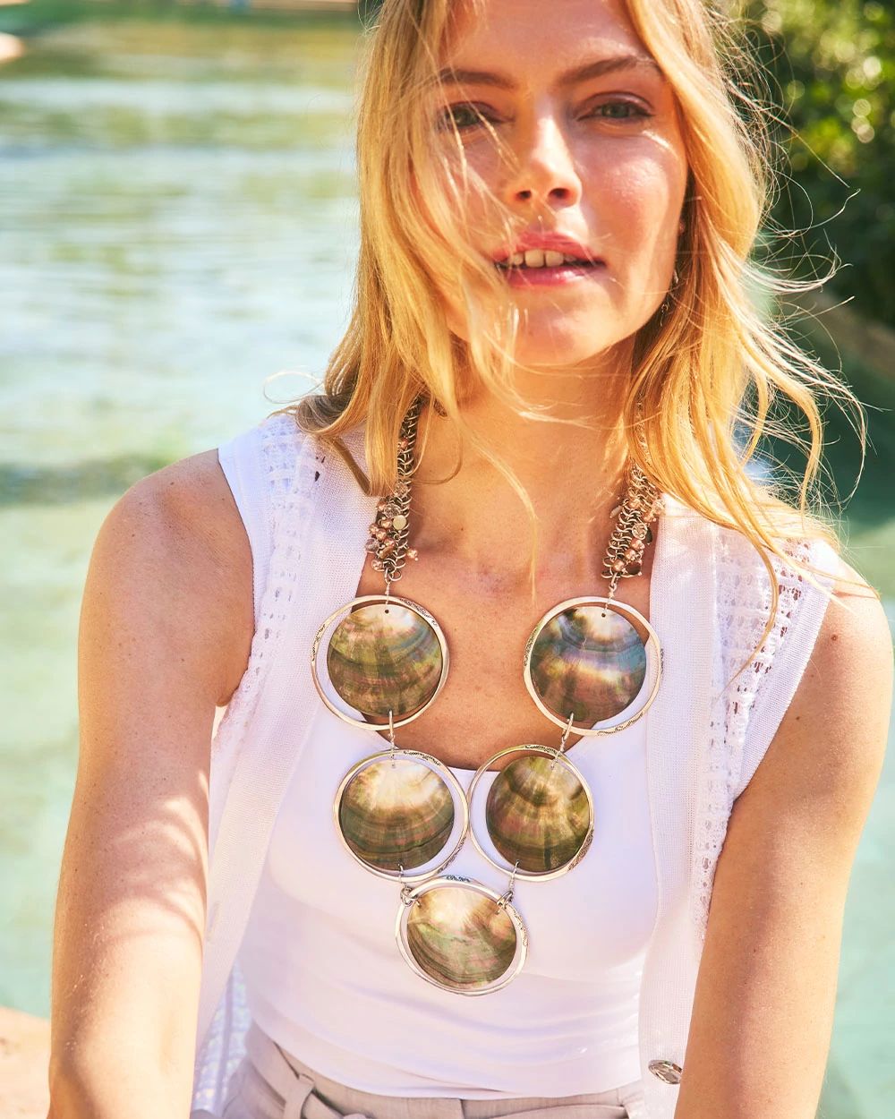 Chico's Originals Genuine Black Lip Shell Necklace