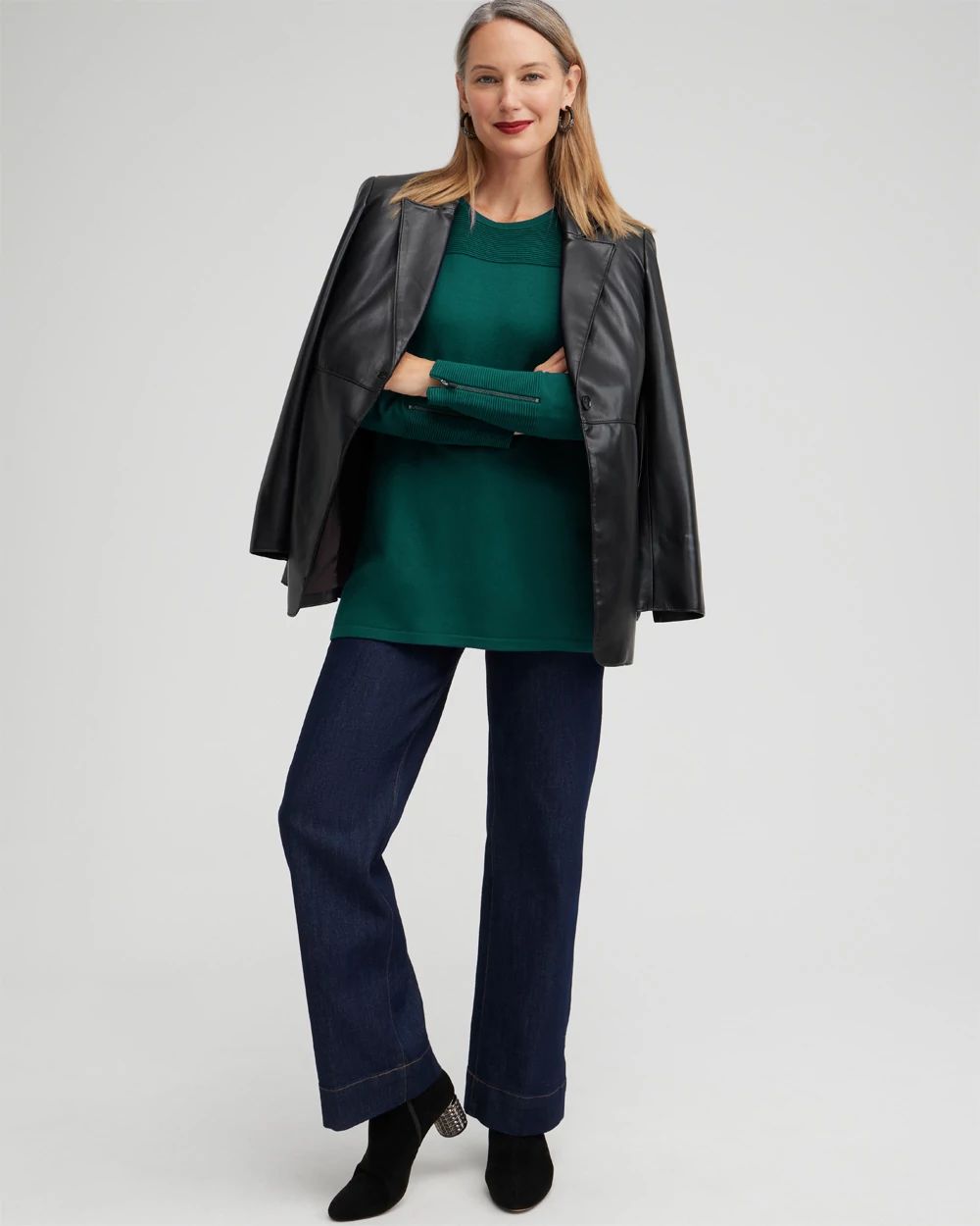 Zipper Detail Tunic Sweater