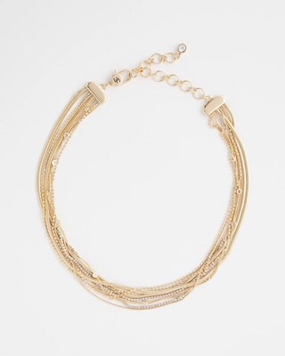 Gold Tone Multi Strand Collar Necklace