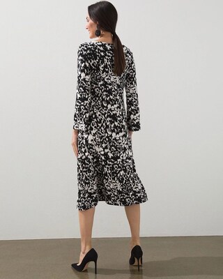 Travelers Print Bell Sleeve Dress