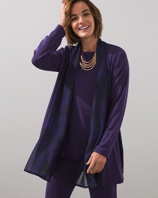 Travelers Floral Chiffon Trim Cardigan