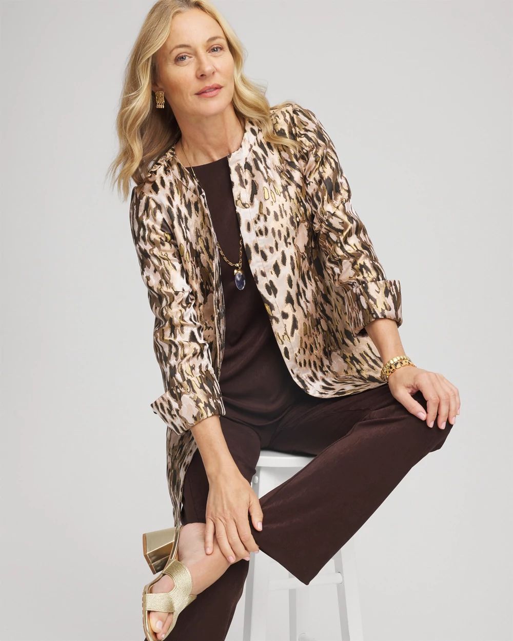 Travelers™ Animal-Print Jacquard Jacket