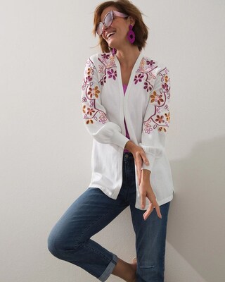 Embroidered Eyelet Cardigan