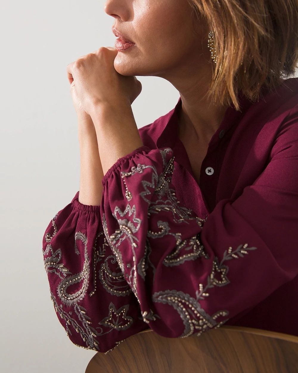 Embellished Sleeve Pullover Top