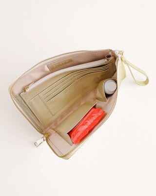 Goldtone Metallic Leather Clutch
