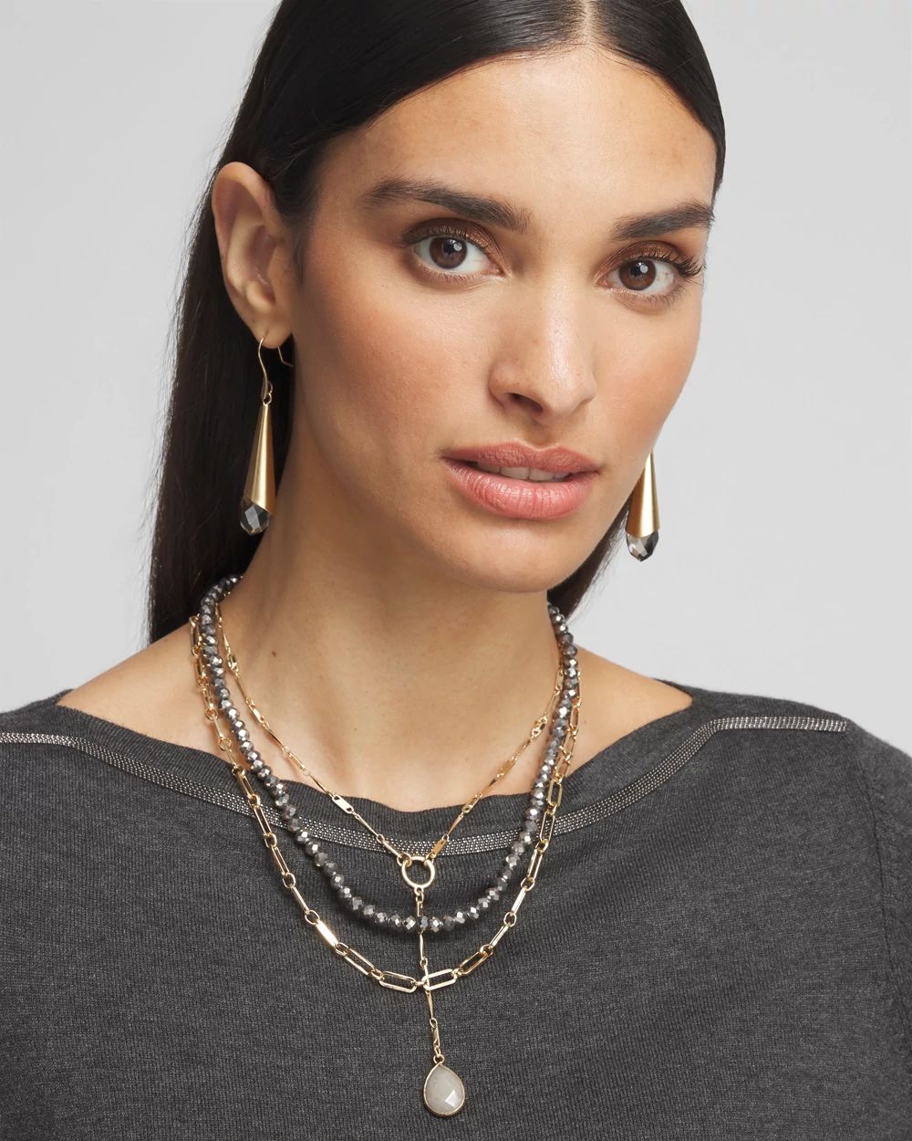 Mixed Metal Multi Strand Necklace