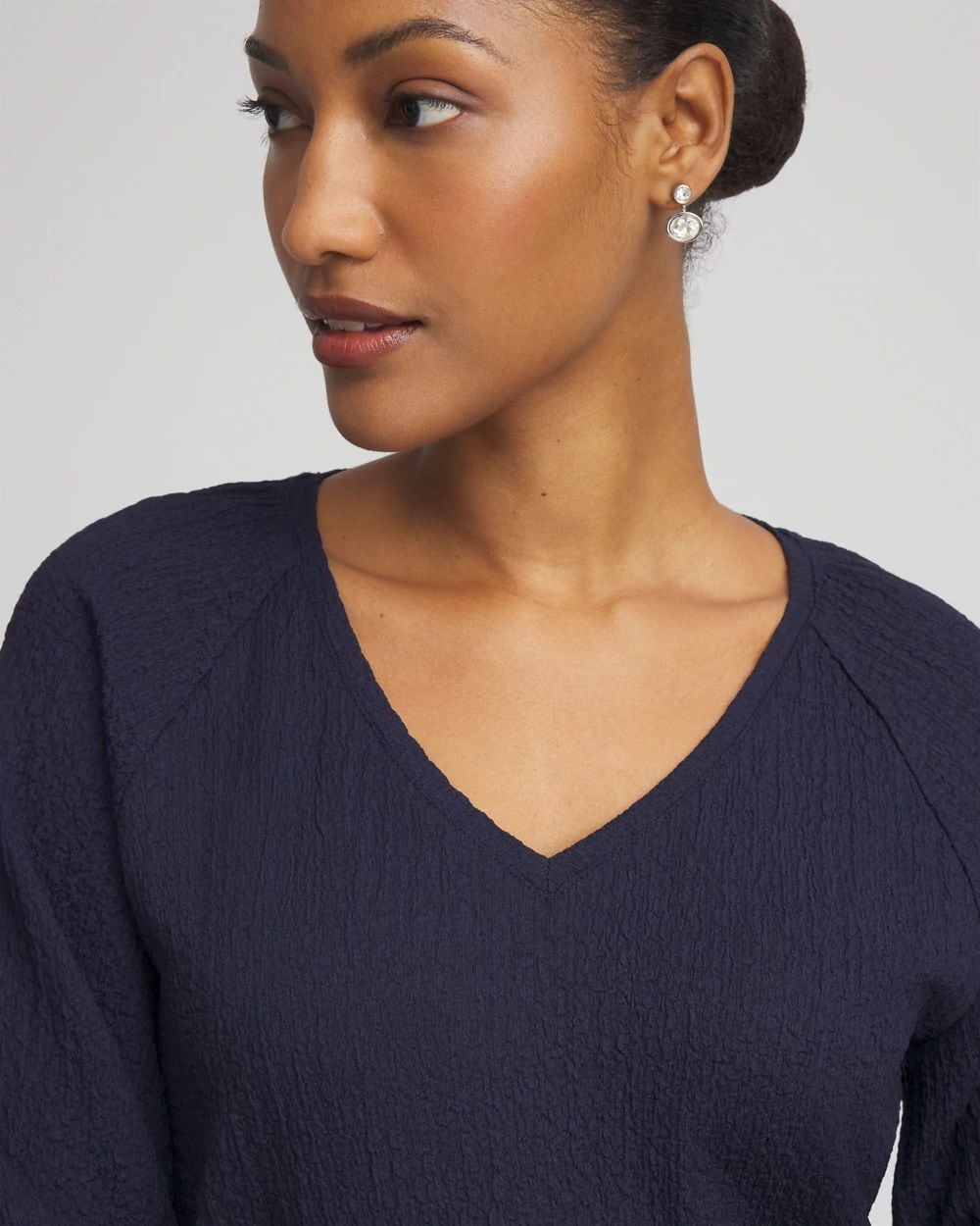 Textured Raglan V-Neck Top click to view larger image.